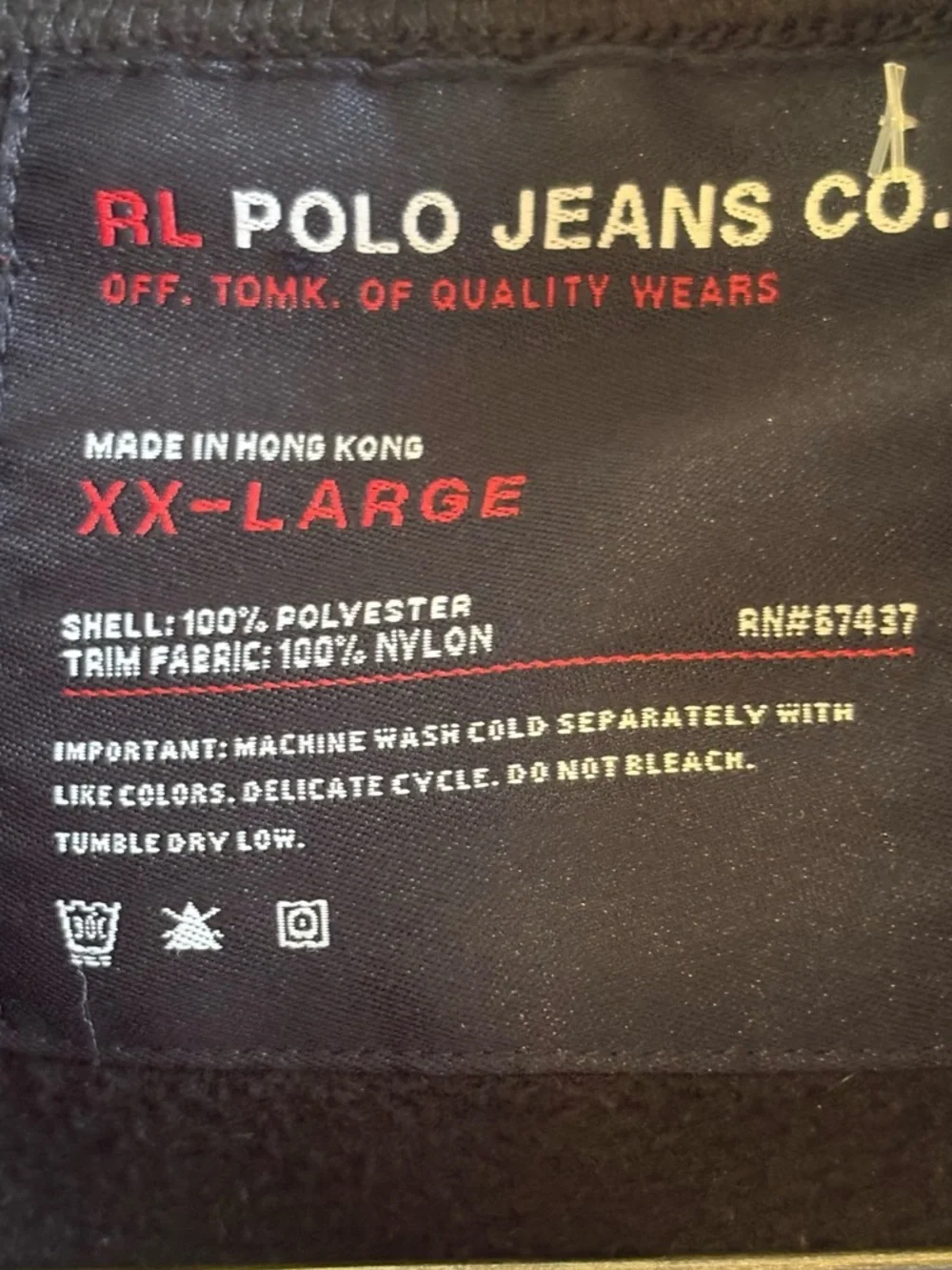 Ralph Lauren RL Polo Jeans Co. Black Fleece Zip Jacket
